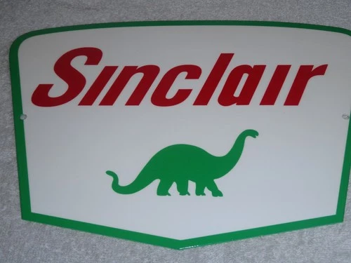 VINTAGE SINCLAIR W/ DINO THE DINOSAUR 12" METAL GASOLINE & OIL SIGN! PUMP PLATE!