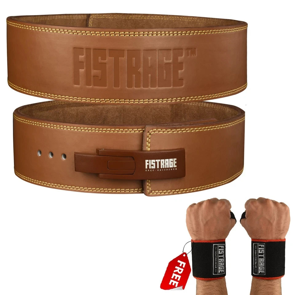 Weight Lifting Belt by FISTRAGE ,Thick 4" Leather Gym Belt Training Lever Buckle