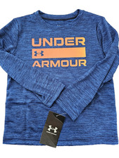 Boys Kids Youth Under Armour Shirt NEW Long sleeves Blue Orange Size 4