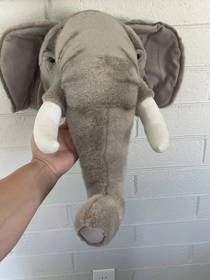 Plush Elephant Head Wild And Soft Designed In Belgium Nursery Decor Safari Zoo - Image 3 of 4