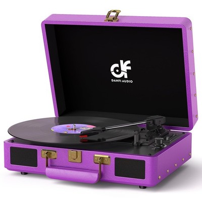 Vintage Bluetooth Suitcase Record Player with Built-in Speakers, 3 Speed Port...