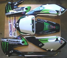 KLX 110 02-09  Kx 65  02-20 Graphic Kit  w/ Plastics Black kit New Free Grips