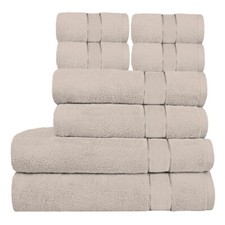 Taupe Towel Set of 8, 600 GSM Bath Towels, 100 Premium Cotton