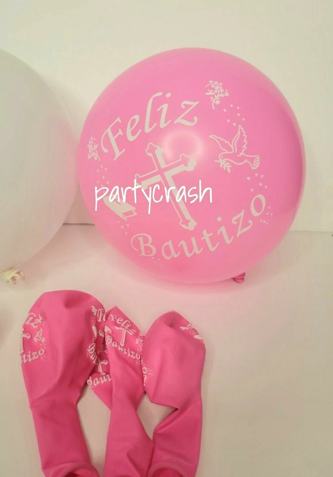 72 Globos para Bautizo Baptism Balloons Party Decoration White Pink Blue - Image 3 of 4
