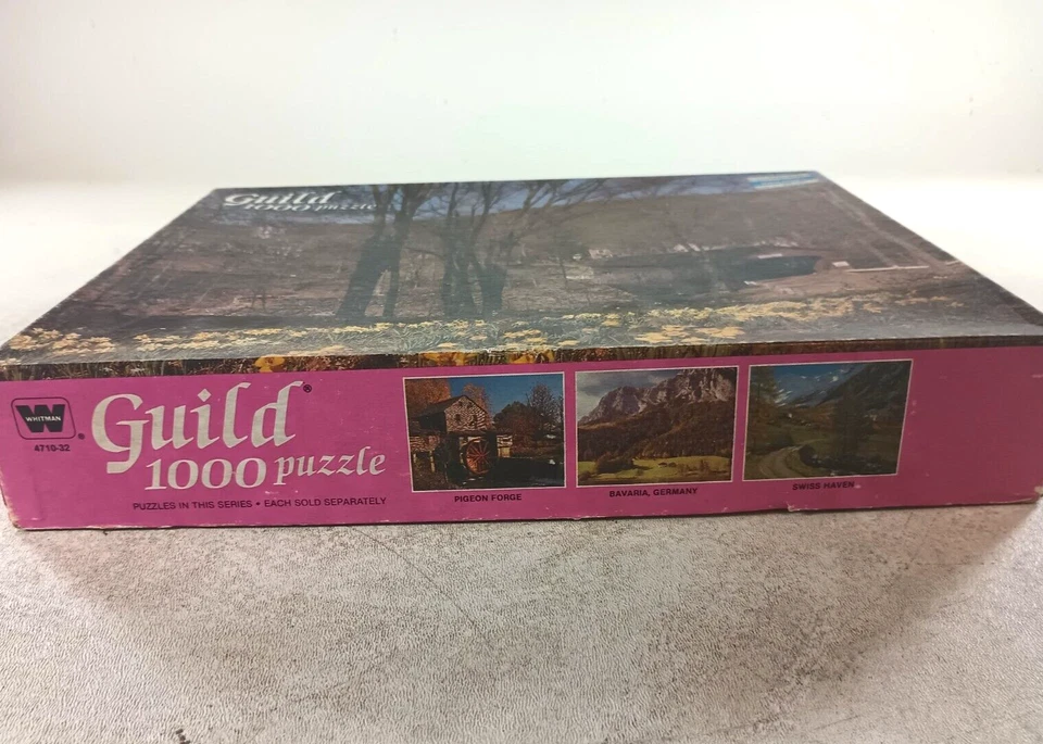 Covered Bridge Mountain Scene Daffodils 1000 Piece Jigsaw Puzzle by Guild - Image 3 of 3