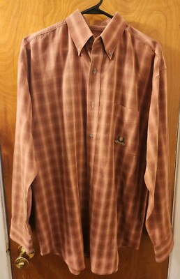 Wrangler Riata Men's Western Shirt Medium Rust Plaid Button Up Long Sleeve
