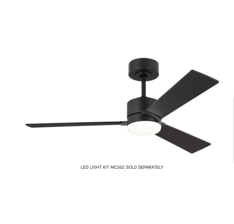 Visual Comfort Rozzen 44in Hugger Ceiling Fan in Midnight Black 3RZR44MBK - Image 3 of 3