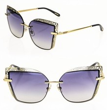 CHOPARD Blue Gold Filigree Titanium SCHC84 Oversized Sunglasses C84 Women