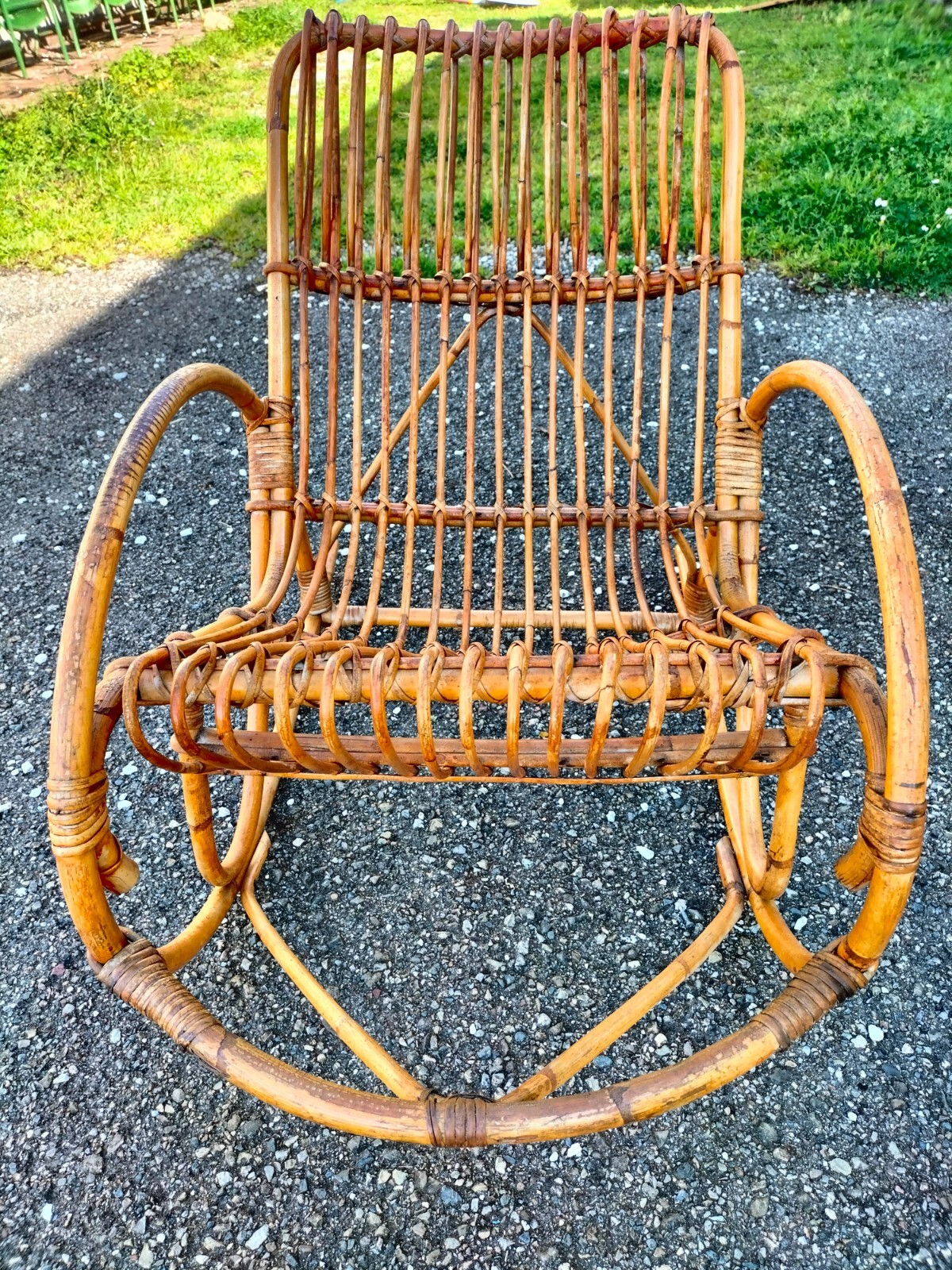 Giunco Midollino Divani Sedia Dondolo Vimini Vintage Sedia Dondolo