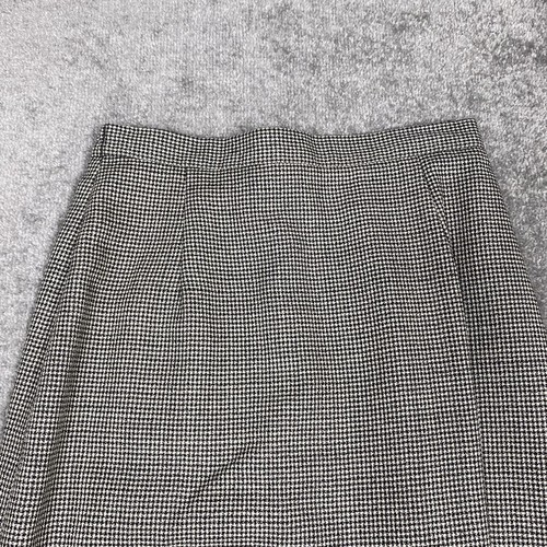 Vintage Euro Linea Pencil Skirt Womens 6 Black Houndstooth Wool Pleat Stretch - Picture 2 of 10