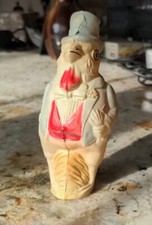 1930s CELLULOID DRESSED ROOSTER STANDING WEARING SUIT, HAT, ORNATE 5" CHILDS TOY