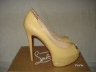100%AUTH NEW WOMEN LOUBOUTIN PALAIS ROYAL CREAM PATENT PLATFORM PUMP/HEEL US 9.5 — photo 3