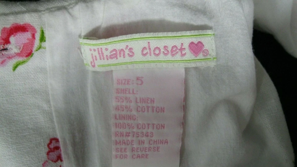 Vestido Jillian's Closet Niñas 5 Rosa Floral y Blanco Calado con Perla Bling ¡EXCELENTE ESTADO USADO! Foto 4 de 4