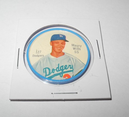 1962 Salada Baseball Pin Coin #127 Maury Wills Los Angeles Dodgers RED 3