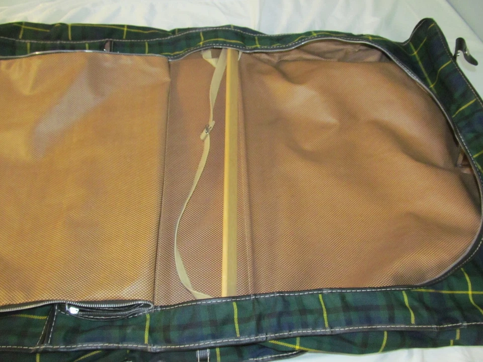 Vintage Atlantic Garment Bag Blue/Green/Black/Yellow Tartan Scotch Plaid - Image 4 of 4