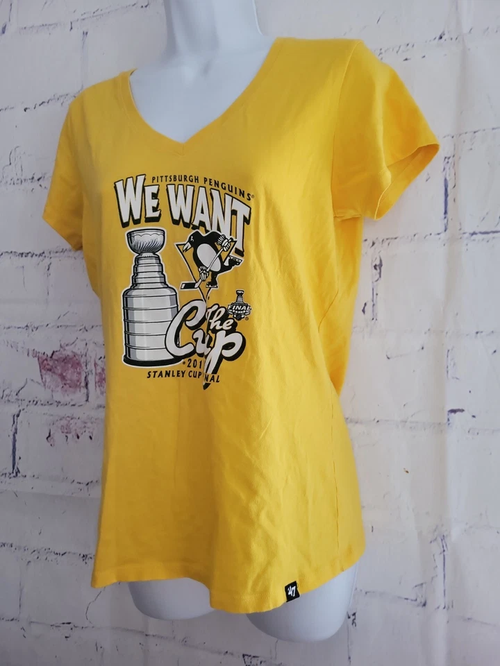 NHL Pittsburgh Penguins Mujer Camiseta Camiseta Mediana Mezcla Algodón Cuello en V Sh/Slv Foto 4 de 4