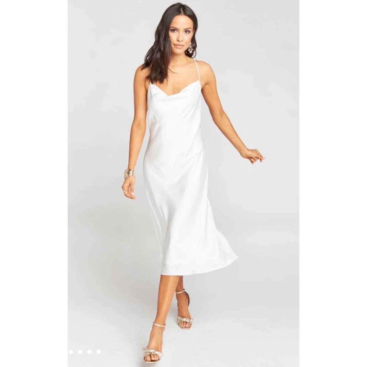 knee length dresses for ladies Seren Backless Cowl Neck Maxi Dress White– Selfie Leslie main image 1