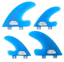 PACIFIC VIBRATIONS J Drive Quad SURFBOARD 4 FINS (fits) FCS  blue  Fiberglass 