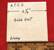1 pc. *Gold Dust* 4-1/4" Glossy Ceramic Tile: by A.T.C.O.  white + gold specks