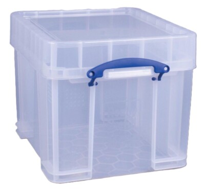 3x REALLY USEFUL BOX 35 Liter XL-480x390x355mm - für Photoalben /95LPs - transp.