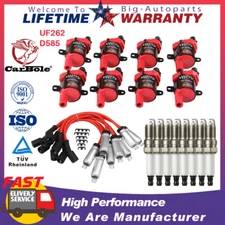 8X Ignition Coil +Spark Plug +Wires Set UF262 For Chevy Express GMC Sierra Yukon