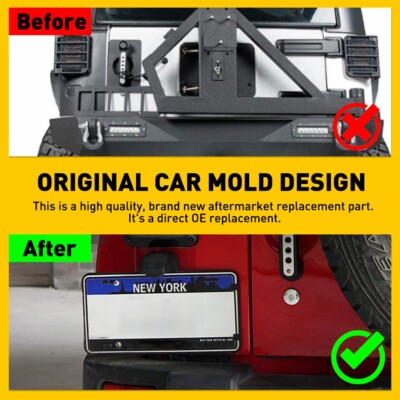 Trucktok Black Rear License Plate Holder Bracket For 2007-2016 Jeep Wrangler JK/JKU (Includes License Plate Light)