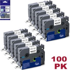 100X For Brother P-Touch TZe-231 TZ-231 12mm White Standard Laminated Label Tape
