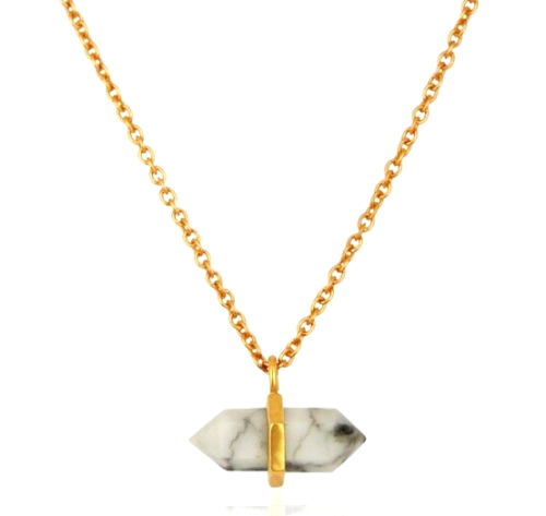 Howlite Pencil Pendent & Necklace Gold Tone Adjustable Chain Necklace Jewelry - Picture 1 of 5