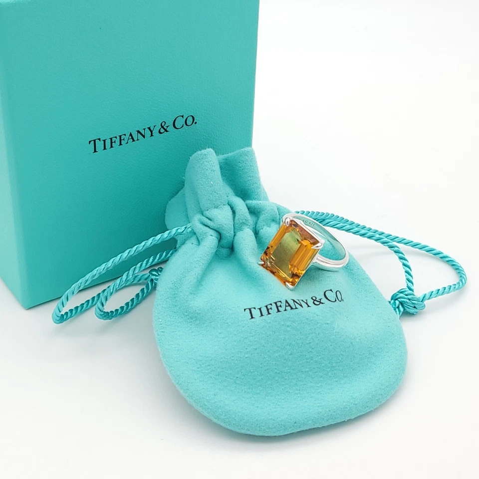 Tiffany & Co. Sparklers 9 карат цитрин кольцо в 925 пробы размер 8 мешок коробка - Изображение 2 из 4