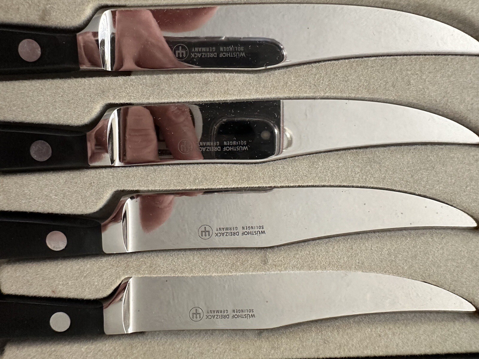 4 Wusthof Dreizack Solingen Germany Filet Mignon Knives Box 2 eBay