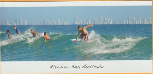 SURFBOARD RIDING RAINBOW BAY GOLD COAST QLD 210MM X 100MM POSTCARD - Picture 1 of 2