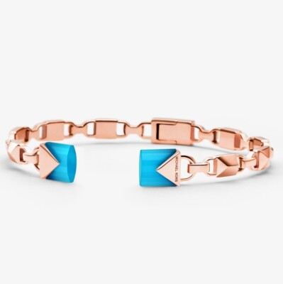 MICHAEL KORS 14K Rose Gold-Plated Sterling Silver Open Hinge Bangle MKC1008  $250