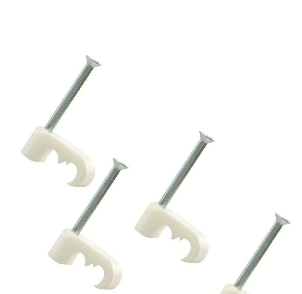 50 X WHITE DUAL SHOTGUN COAX CABLE CLIPS 4 WF65 CT63 SKY PLUS HD TWIN CABLE