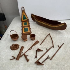 Vintage Tim Mee Native American Indian Village Toy- Incomplete
