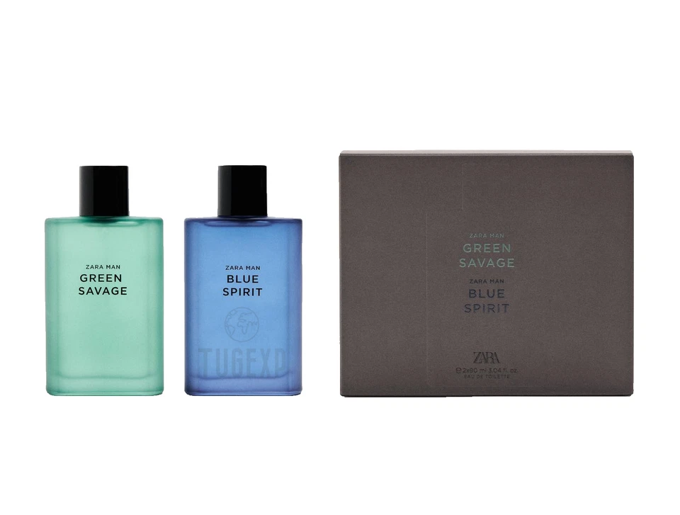 Zara Green Savage & Blue Spirit Duo Set Eau Toilette Herrenduft 2 x 90 ml 3,0...