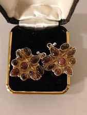 Authentic Indian Natural Garnet .925 Sterling Silver Dangle Earrings