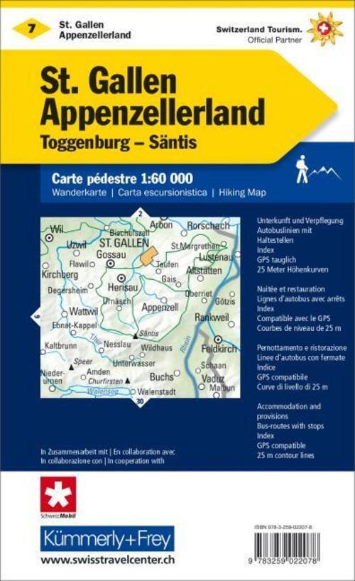 Thumbnail - Kümmerly+frey Wanderkarte 7 St. Gallen, Appenzellerland 1:60 ...