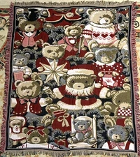 The Northwest Company Christmas Bears Woven Throw Blanket 1995