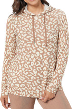 Cuddl Duds Ottoman Rib Hooded Pullover Pullover Taupe Animal