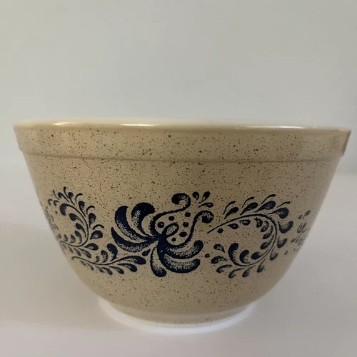 Vintage Pyrex Blue Tan #401 HOMESTEAD Mixing Bowl 1.5 Pint