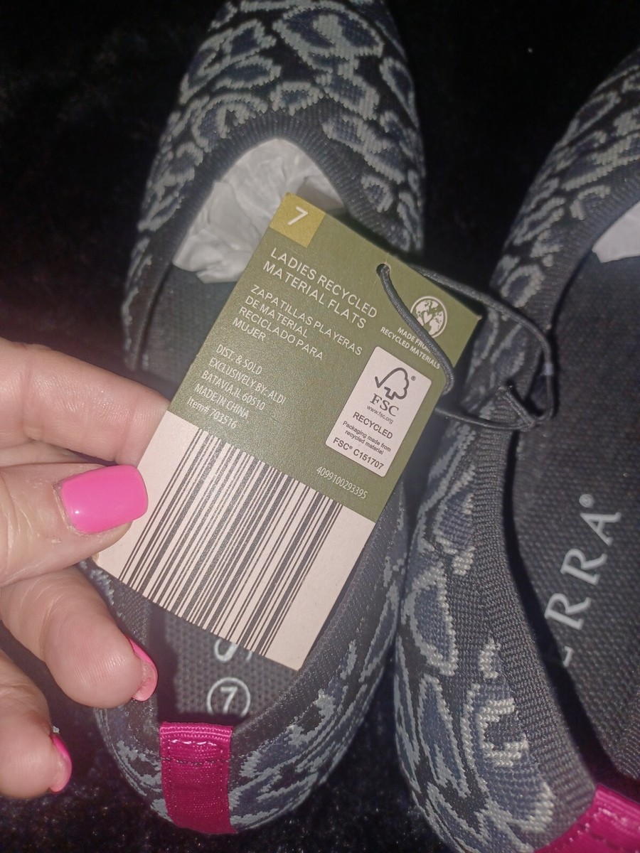 New Serra Ladies Recycled Material Shoes Sz Flats Gray/Black