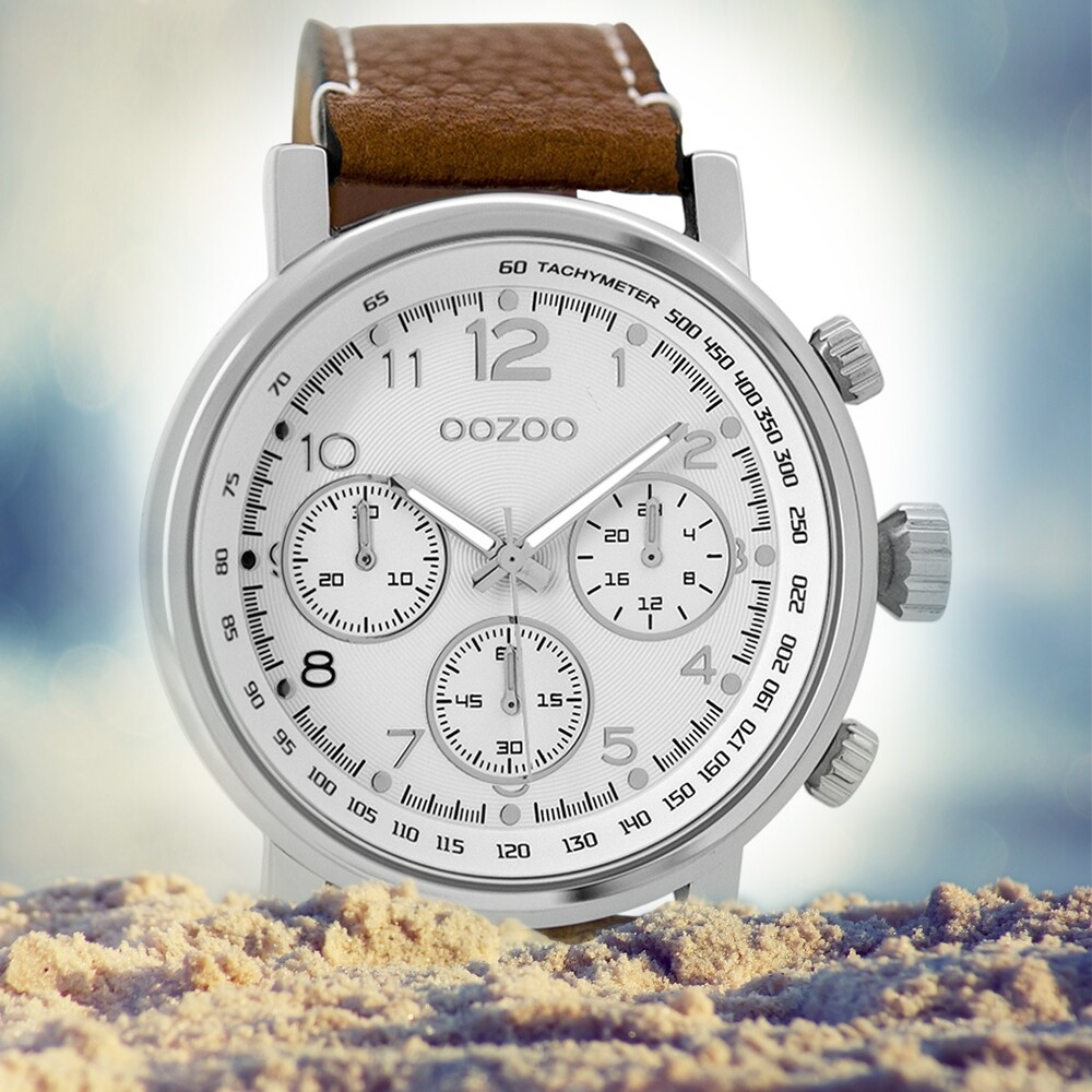 OOZOO Herren Armbanduhr braun analog C9455 Timepieces Lederarmband 