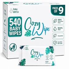 Baby , 99.9 Water Based Unscented Diaper for Sensitive Newborn Skin, Plant-B...