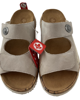 Rieker Damen  Pantoletten V0302-60 Beige,Leder,Extraweit