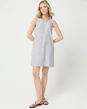 NWT J. Crew Black and White Striped Linen-Blend Sleeveless Mini Dress - Size: 8