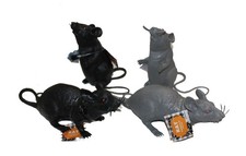 8.75" Red Eye Gray Black Mouse Rat Plastic Squeaky Halloween Prop Decoration