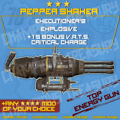 FALLOUT 76 PC EXECUTIONER'S EXPLOSIVE -90% WEIGHT PEPPER SHAKER +4 STARS MOD