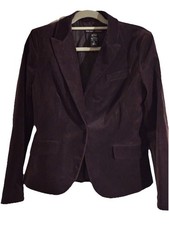 New York  Co Women 8 Purple Velvet Blazer Jacket Classic Dark Academia Luxury
