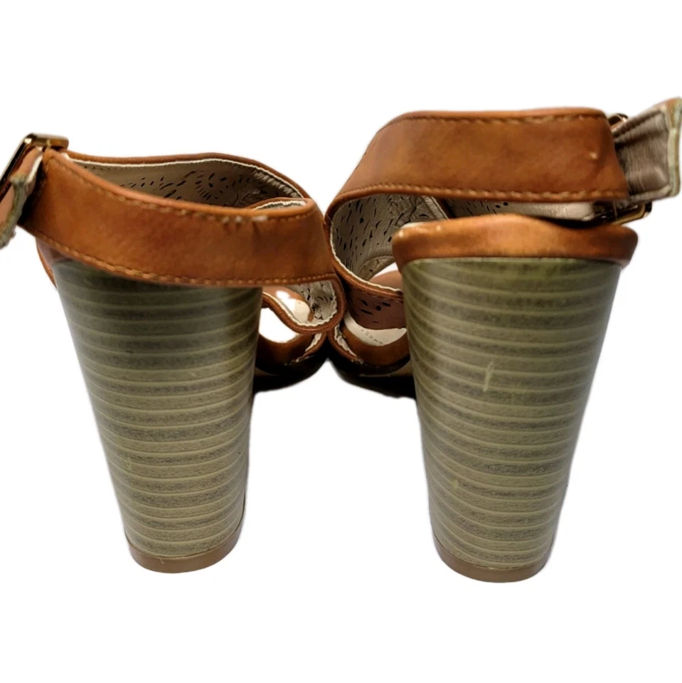 Sandalias de tacón grueso Nature Breeze marrón corte láser talla 8,5 punta abierta Foto 3 de 4