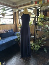 Xscape Navy Blue Rhinestone Open Back Evening Gown Formal Prom Dress Size 8 Maxi